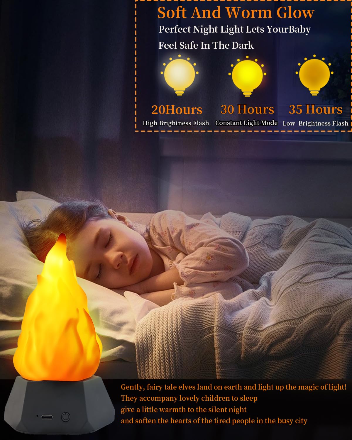 ARTISTMART Fake Fire Lamp, LED Rechargeable Travel Night Light with Flickering Cozy Lighting,3-Mode Flame Fireplace Candles for Apartment Patio Decor Outdoor Camping Decorations-4 Pack…