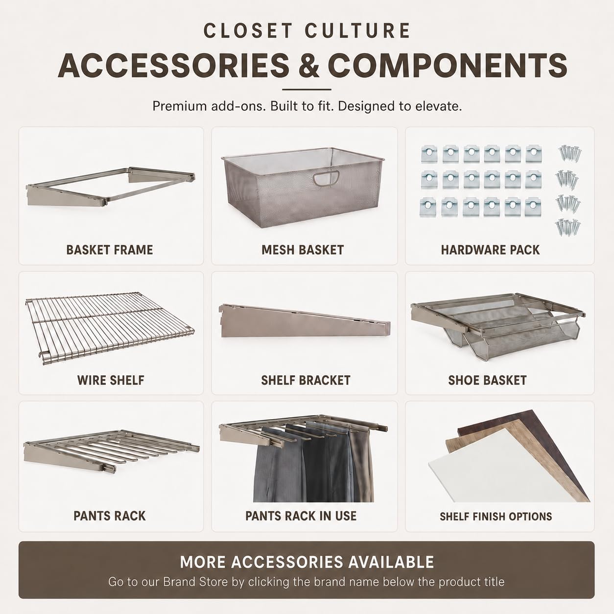 Closet Culture by Knape & Vogt 5.25 in. H x 23.50 in. W x 17.00 in. D Champagne Nickel Shoe Rack Kit for Closet System, 0335-SRK-CN