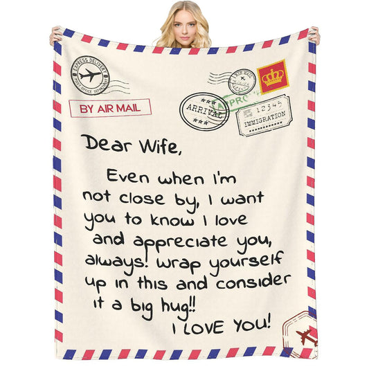 Gifts Blanket to Wife from Husband, Anniversary Birthday Gifts for Wife, Presents for Wife Mother's Day,Christmas, Valentines Day Gifts, Soft Flannel Throw Blanket Bed Wife Blanket Gift(50‘’x60'')