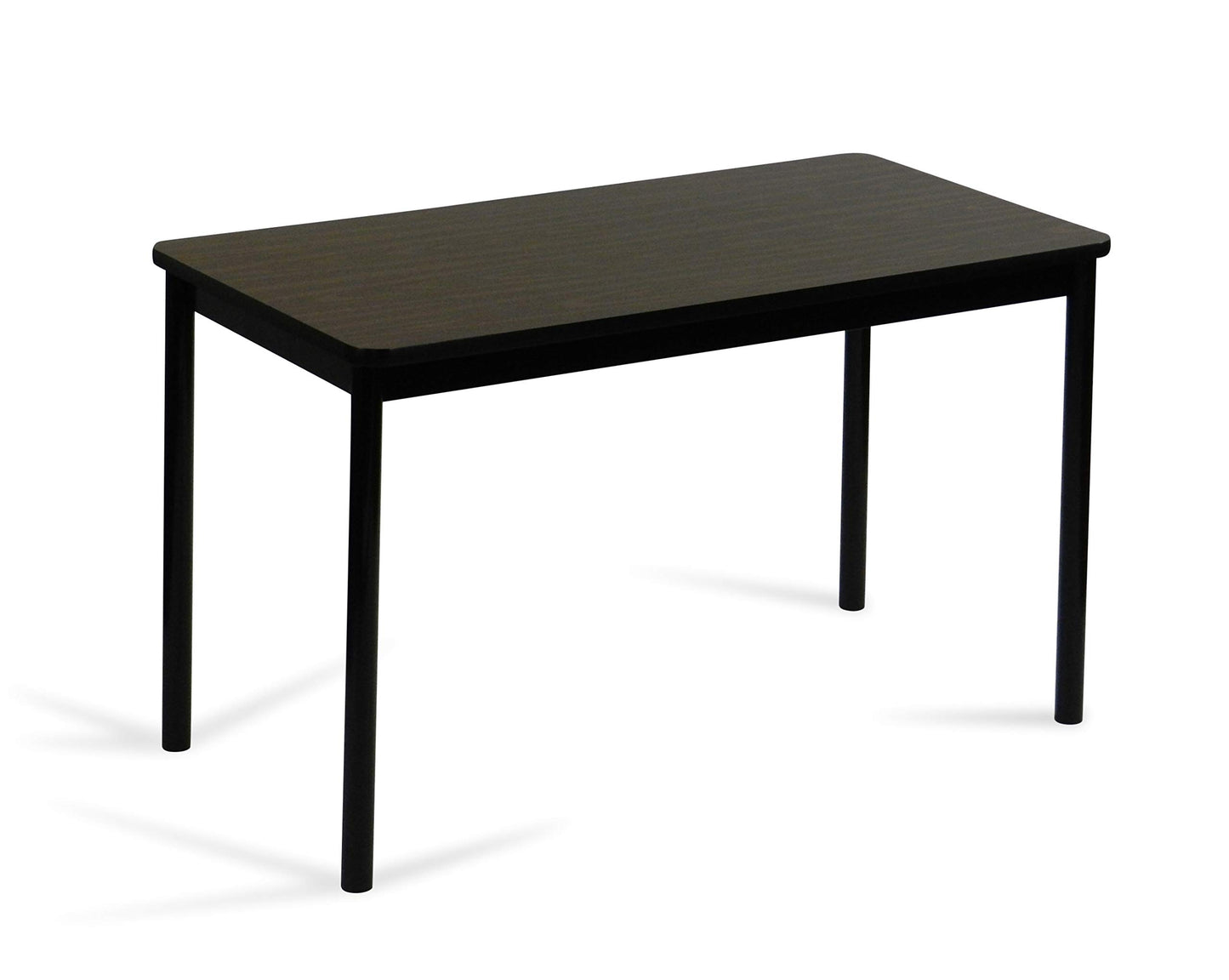 Correll LR3048-01 Office and Library 29" High, 1 1/4" Thick High-Pressure Laminate Top, 2" Round Steel Legs, 30" x 48", Walnut Top with Black Frame