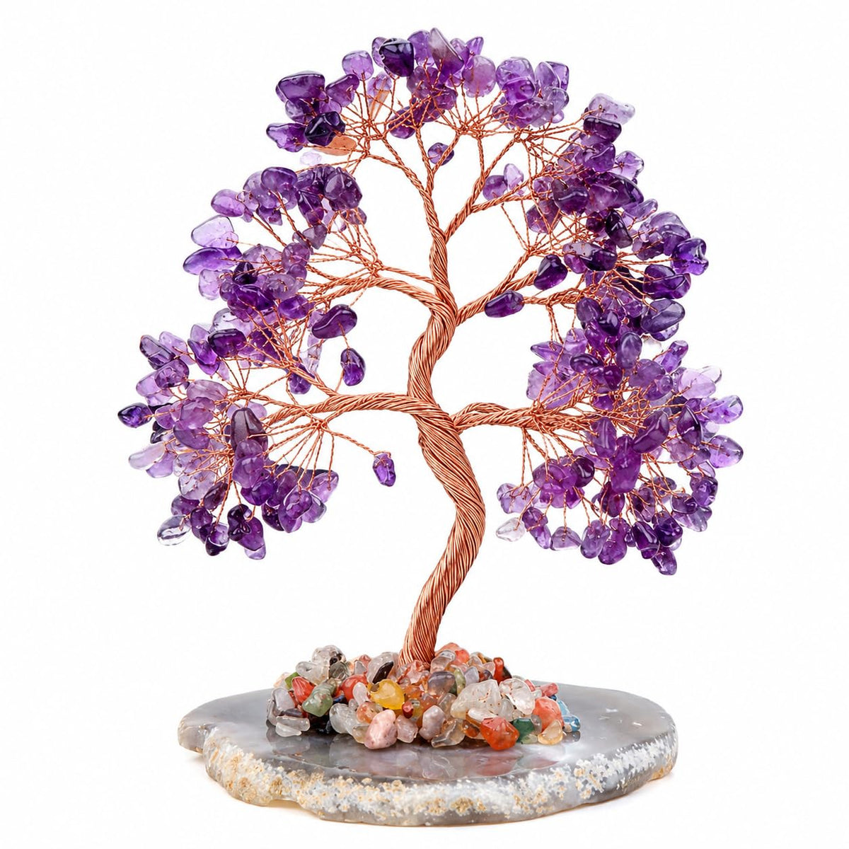 Geodora Amethyst Crystal Tree of Life, Healing Crystal Tree with Real Amethyst Stones, Chakra Tree of Life Crystal Tree for Positive Energy, Feng Shui Home Office Desk Decor, Spiritual Gifts for Women