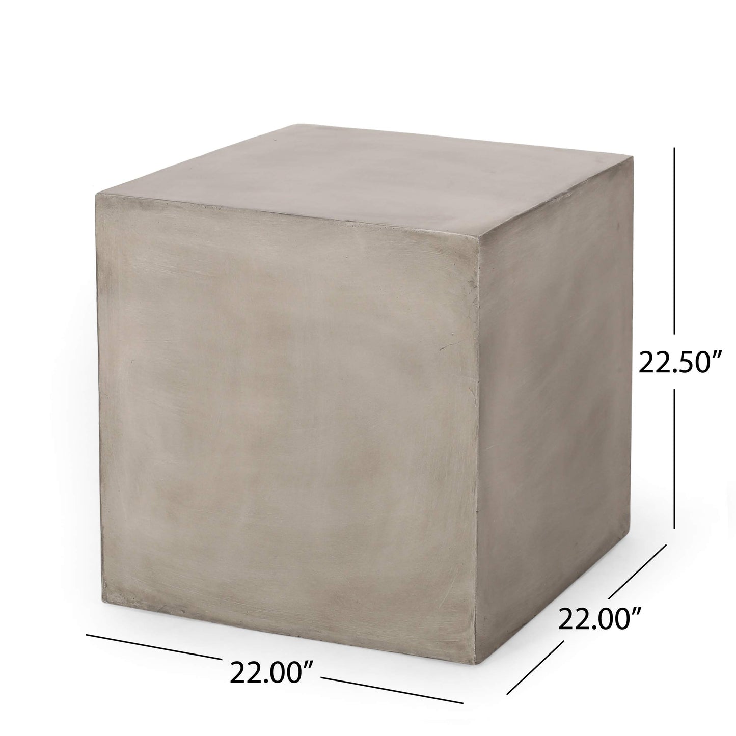 Roger Outdoor Lightweight Concrete Side Table, Light Gray