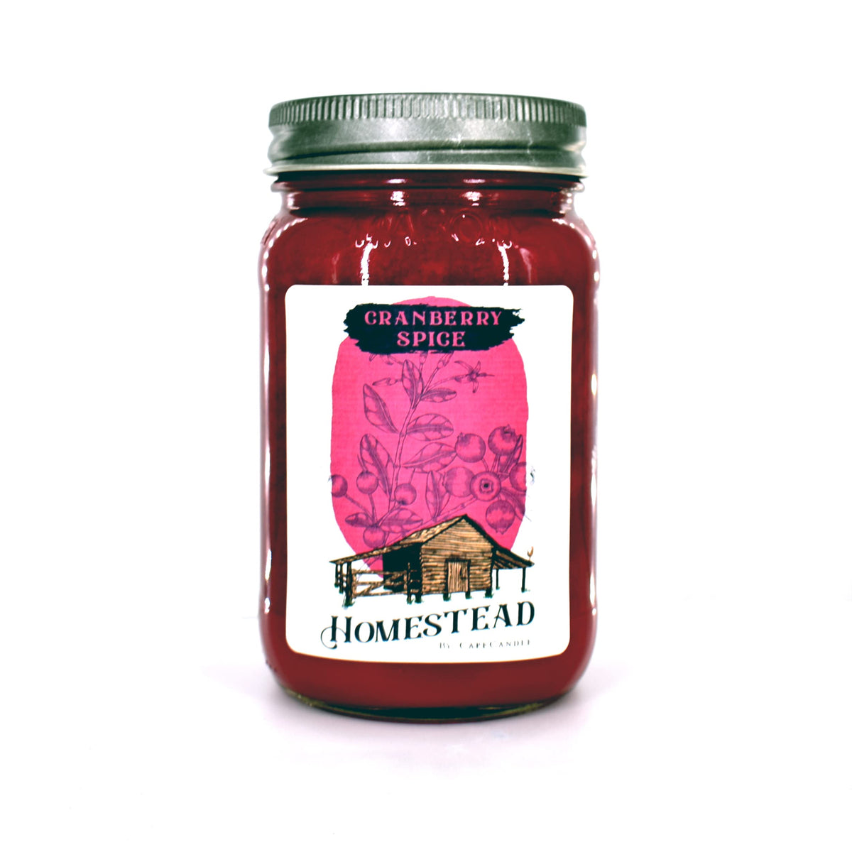 Cape Candle Homestead Soy Candle Wax, Black Raspberry Scent | Fresh Lemongrass & Herbal Fragrance | Hand-Poured Mason Jar with Pewter Cap | Home Decor Ambiance Soy Wax Accessories | Mason Jar, 16 Oz