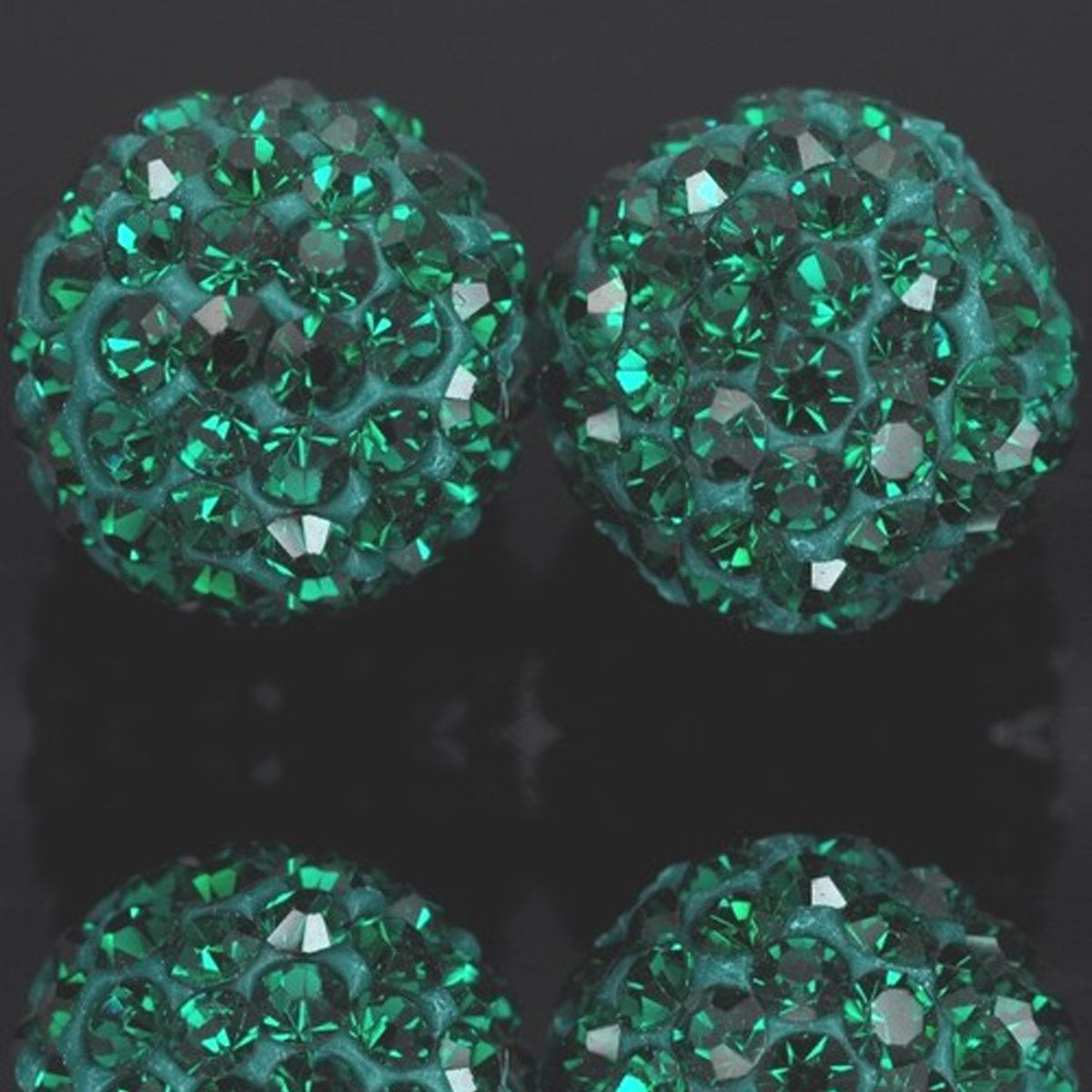 RUBYCA Pave Czech Crystal Disco Ball Clay Beads fit Shamballa Jewelry (100pcs, 10mm, Emerald Green)