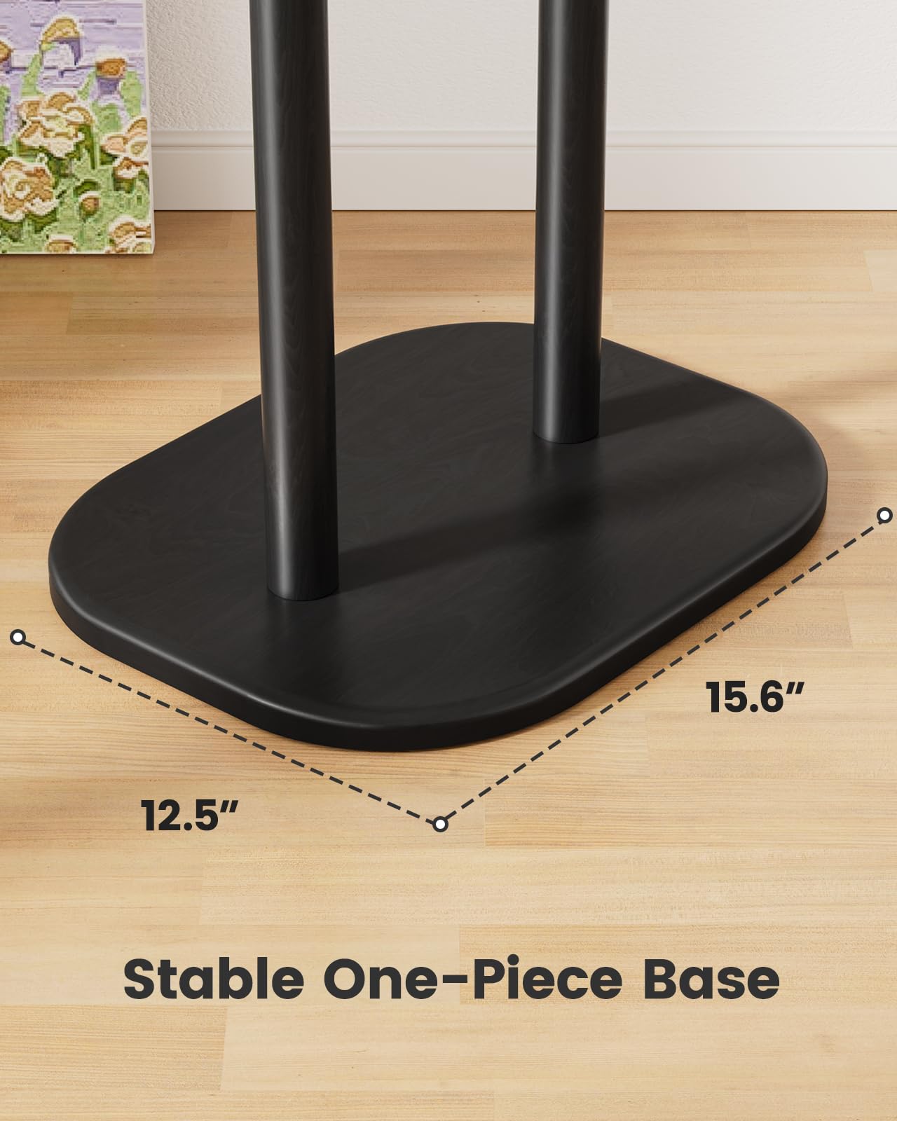 Pipishell Coat Rack, Freestanding Hall Tree with 8 Hooks & Storage Shelf, Solid Wood Base, 66.3″ Tall Coat Rack Stand for Coats, Hats, Bag in Entryway, Bedroom, Living Room, Black, PIFCR11B