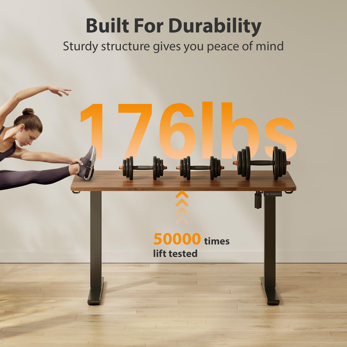 Cubiker Standing Desk, 63x28 Inches Sit Stand Home Office Desk, Electric Stand up Desk, Adjustable Desk with Splice Board, Black Frame/Black Walnut Top