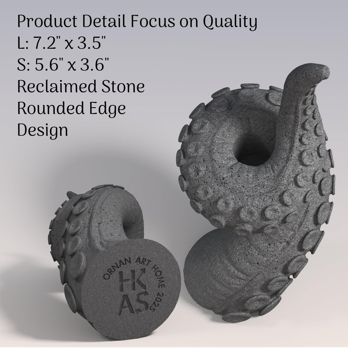 ORNAN Octopus Candlestick Holders True Natural Reclaimed Stone, Set of 2 Premium Reclaimed Stone Candlestick Holder for Wedding Dinning Party, Candle Stand for 3/4 inch Thick Candles Color Black
