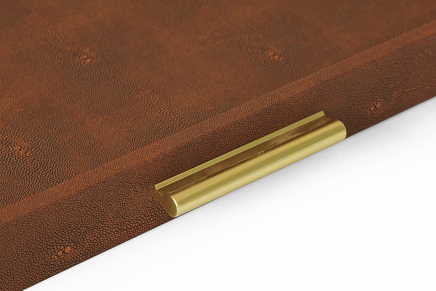 HofferRuffer Extra Large Square Serving Tray, Elegant Faux Leather Ottoman Tray with Gold Hardware Handles, Serve Tea, Coffee or Breakfast in Bed, 24 x 24 inches (Brown Shagreen)