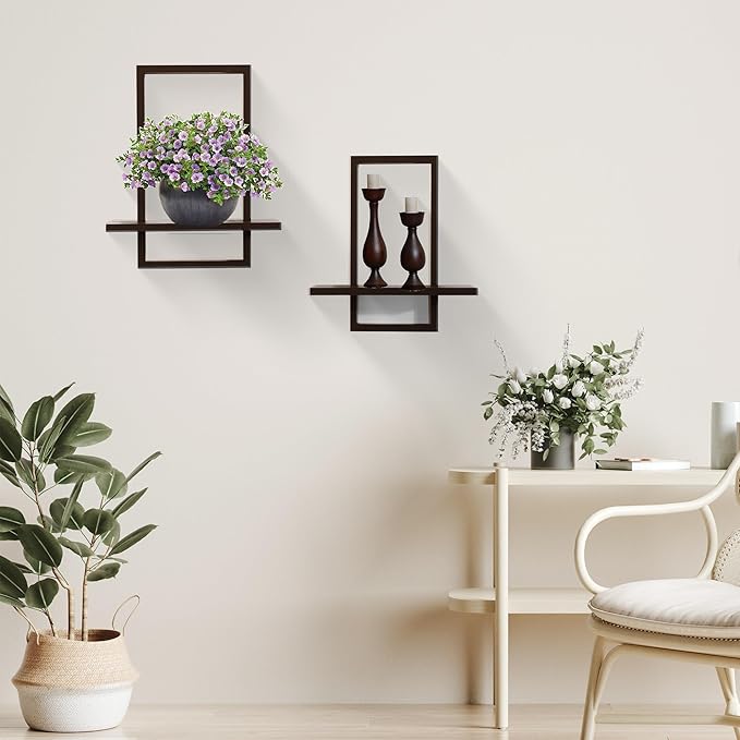 PHOENANCEE Square Floating Shelves, Wall Plants Holder, Bathroom Wall Decor