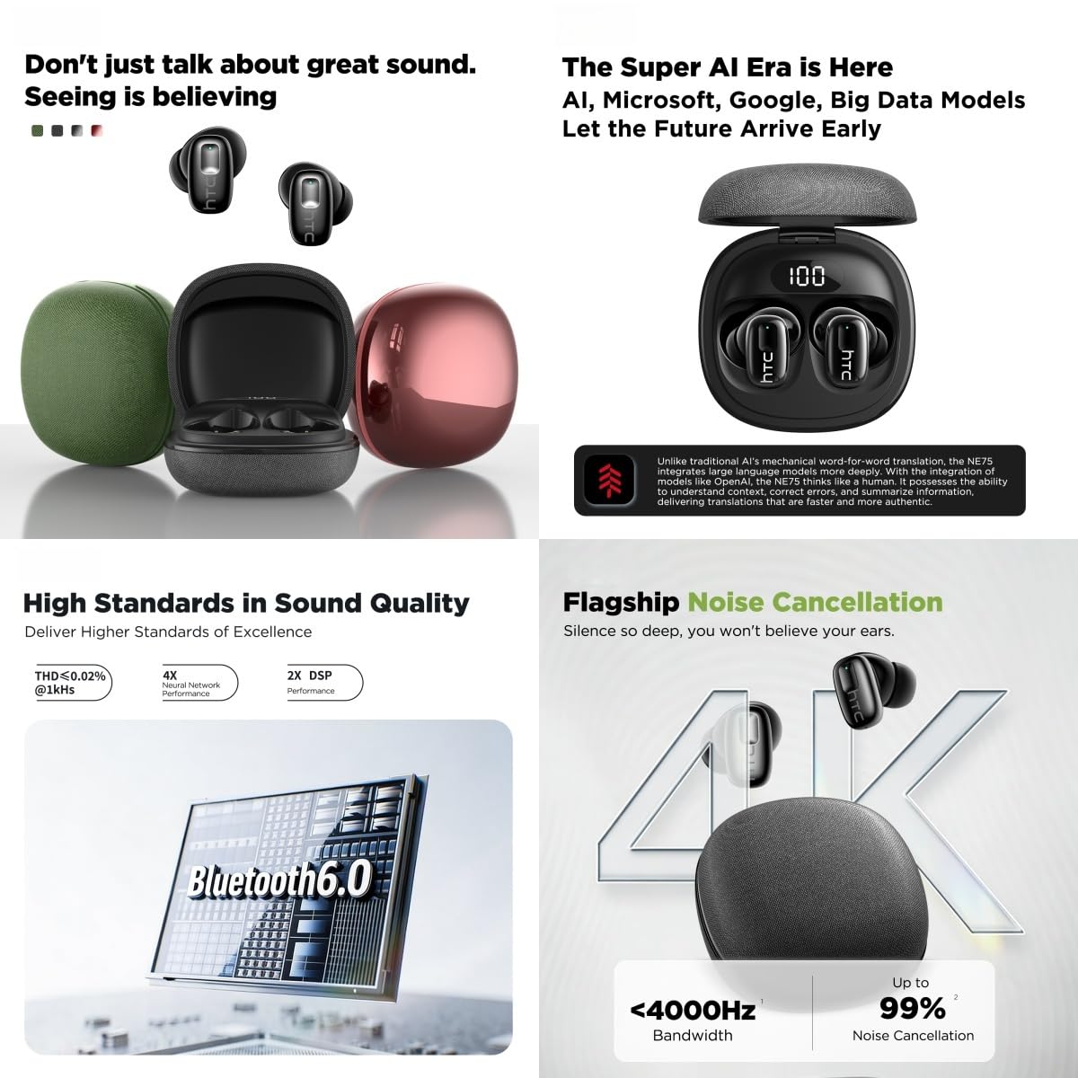 NE75 AI Translation Earbuds 135 Languages Real-Time Translator Earphones, Bluetooth 6.0 TWS Wireless Bluetooth Earphones, Hi-Fi Music & Call, Smart Touch+App for Travel, Sports & Business (Black)