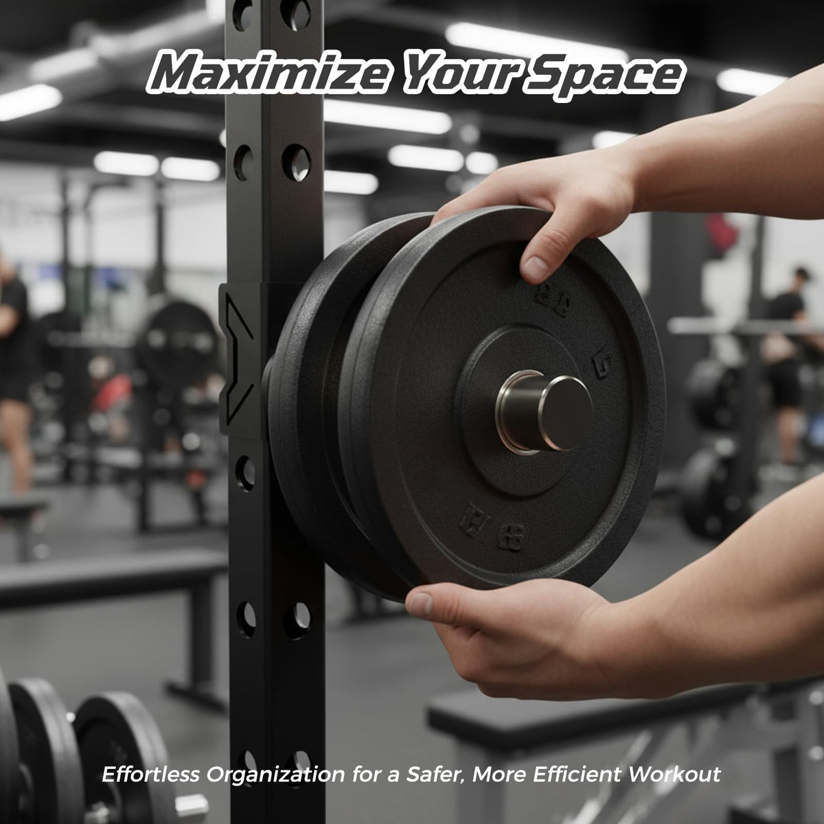 Stainless Steel Sleeve Weight Plate Holder for Power Rack – Choose 2×2 or 3×3 Uprights – Fits 5/8" to 1" Holes – 300lbs Capacity, Heavy-Duty Steel Peg with Stainless Cover, Pair (For 2x2" Rack)