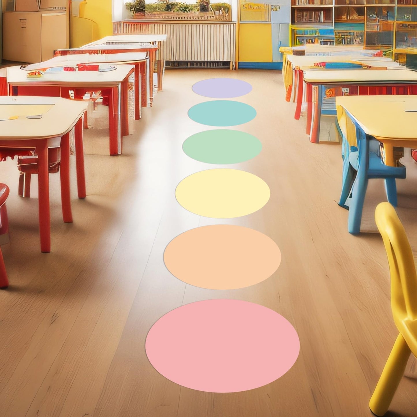 Lincia 36 Pack Colorful Dry Erase Dots Circles Spots for Classroom Table 10.5 Inch Removable Vinyl Desktop Stickers Spots Wall Decals for 100th Day of School Teacher Students Home (Multicolor)