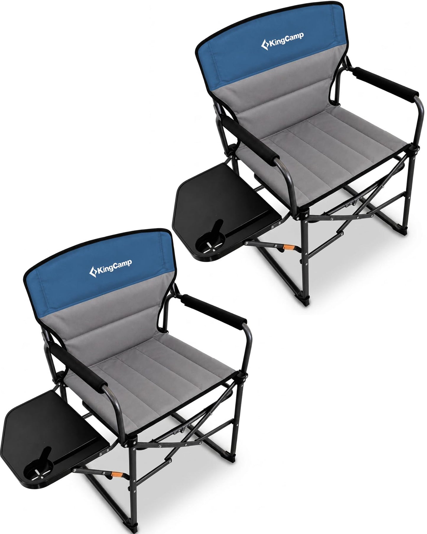 KingCamp Oversized Camping Directors Chair for Big and Tall, Heavy Duty 440lbs Folding Chairs with Side Table, Portable Padded Camp Chairs with Wide Seat & Anti-Sag Fabric for Outdoor Lawn Fishing RV