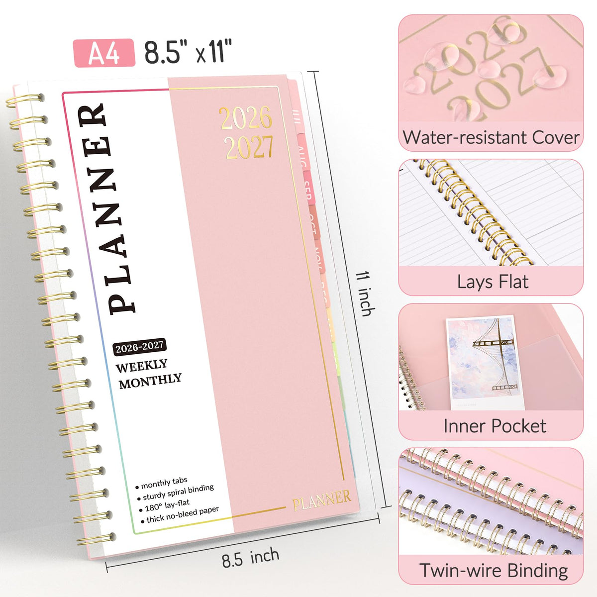 Teacher Planner 2026-2027, Forvencer Academic Planner 2026-2027, Jul 2026 - Jun 2027, 8.5"x11", Weekly & Monthly Planning Book with 7 Periods, School Agenda for Teacher Student Homeschool, A4, Beige