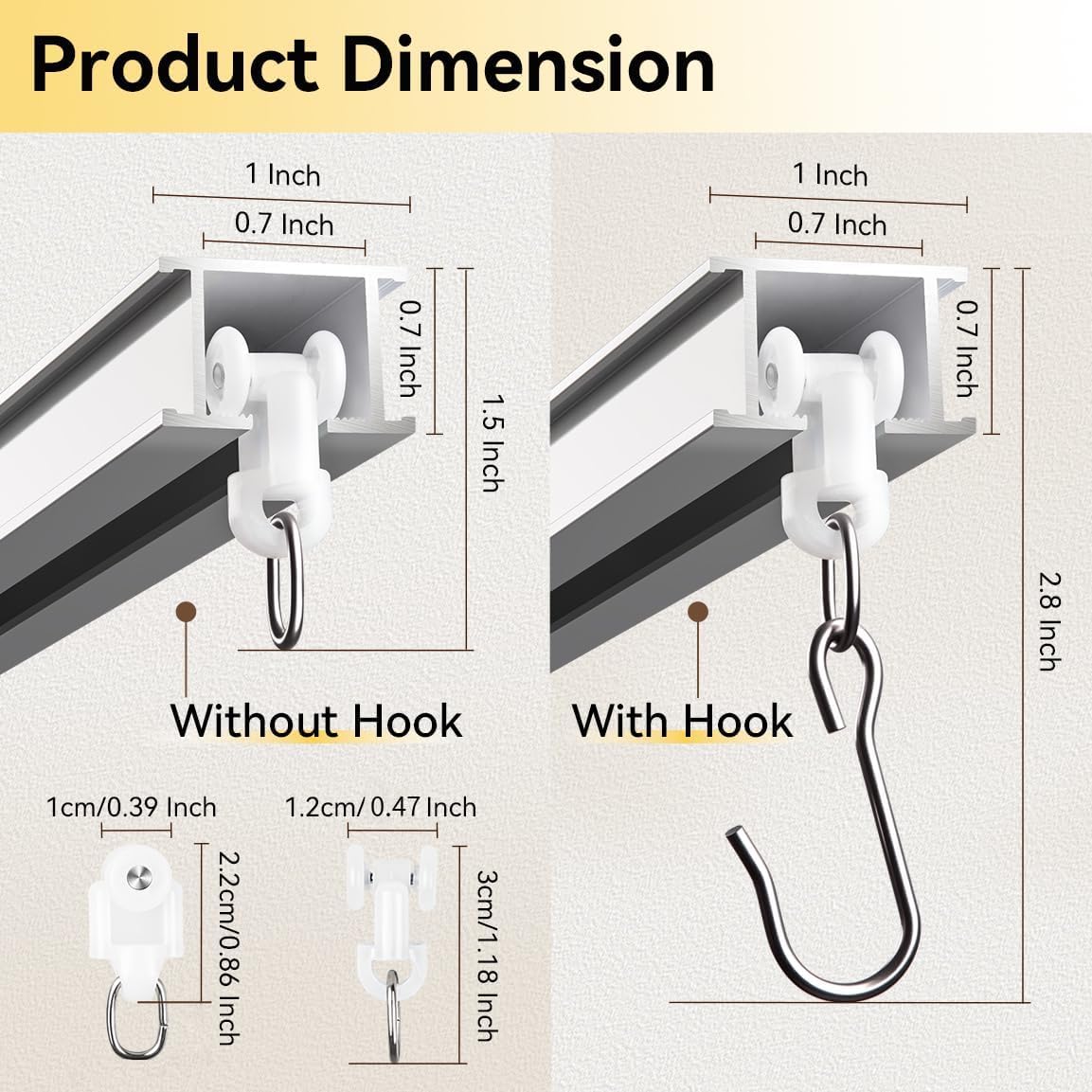 FELIDESIGN Curtain Track, Ceiling Curtain Track for Room Divider, Ceiling Mount Rail Set with Roller Hooks, White, 9ft - 12ft