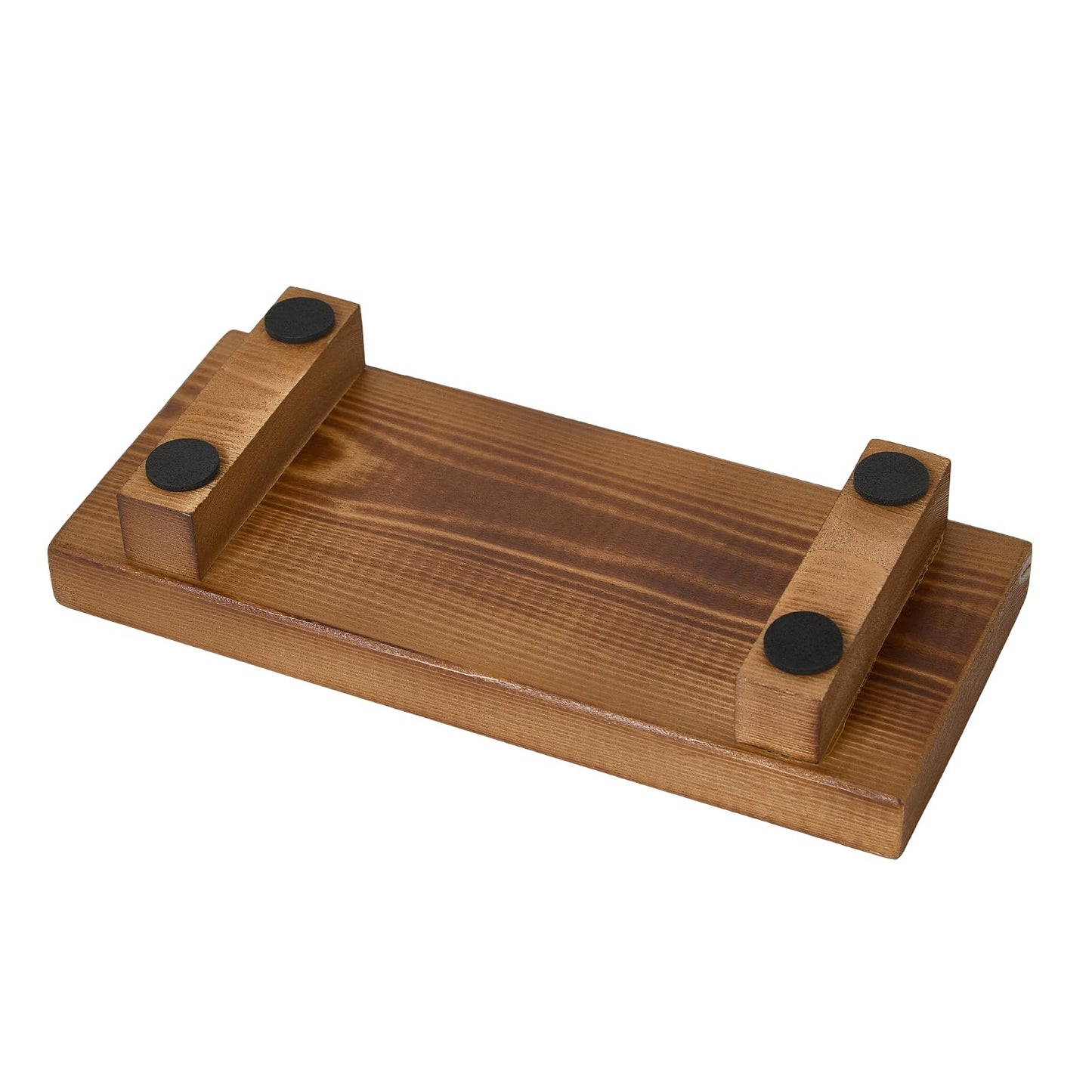 Wood Riser Soap Stand, Wooden Tray for Bathroom Counter, Kitchen Sink Stand for Soap, Pedestal Stand for Table Display, Home Decor, Footed Tray(8.66x3.54 Inch)