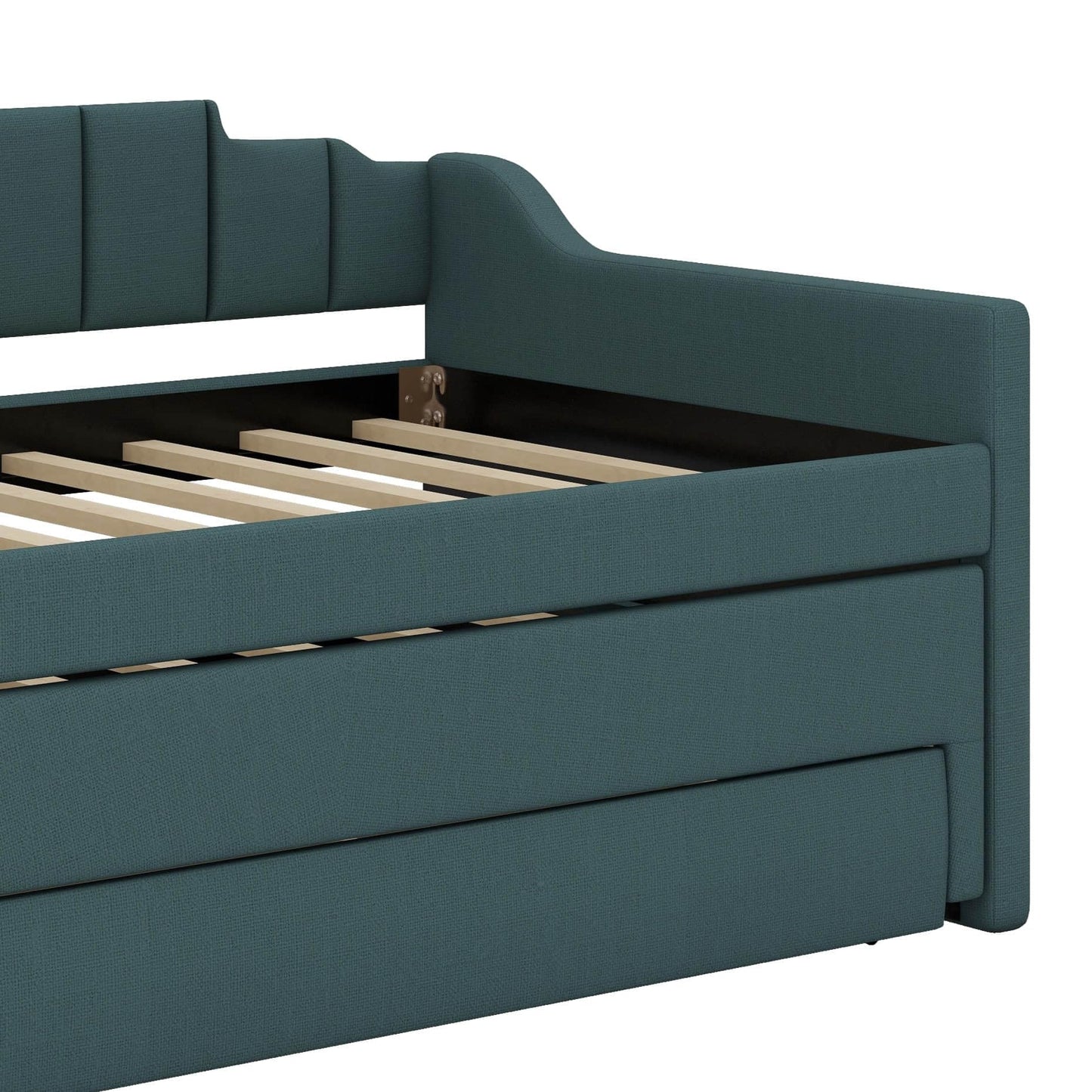 YunNianYang Twin Size Upholstered Daybed with Trundle and Three Drawers (Green)