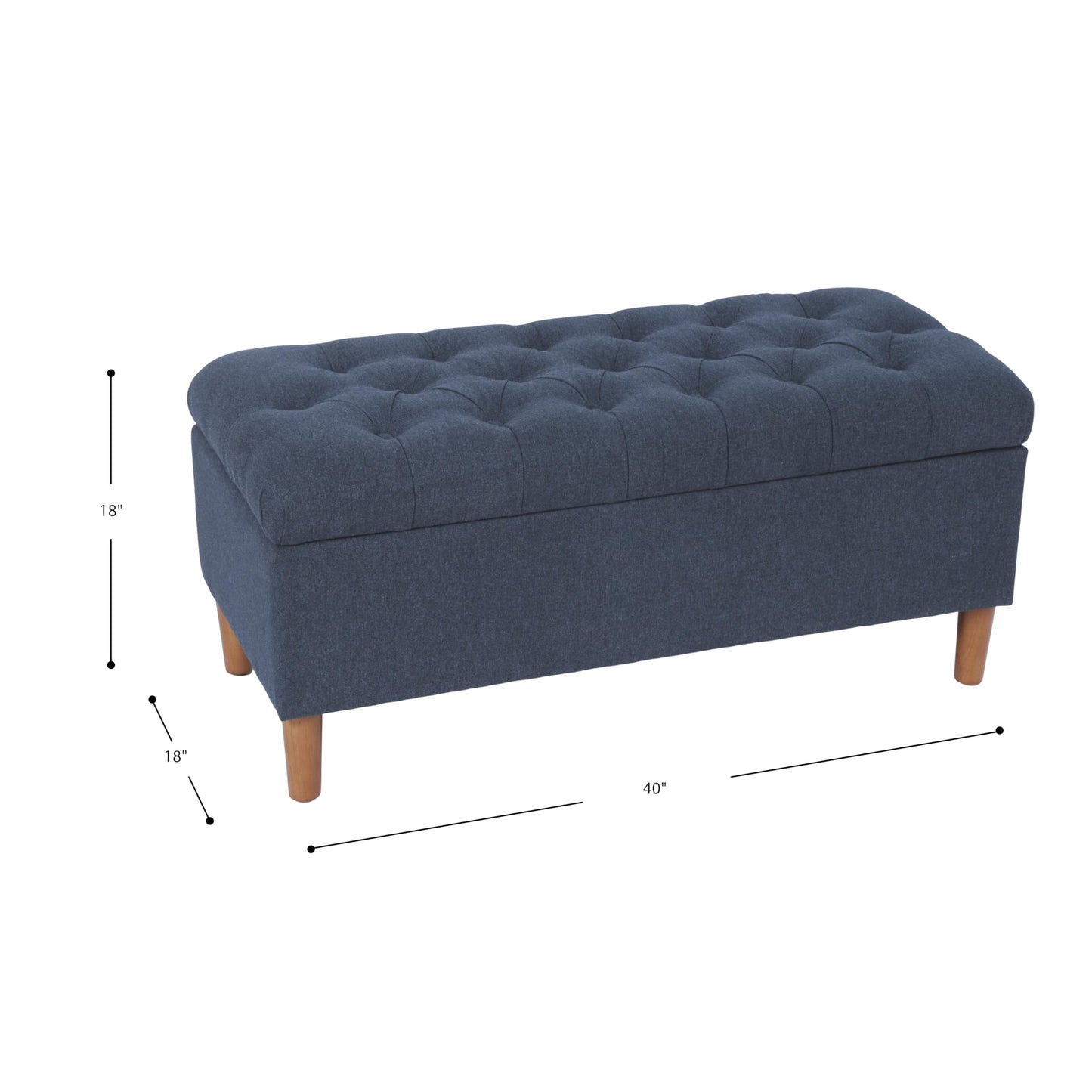 HomePop 40" Ainsley Button Tufted Storage Bench - Blue Woven