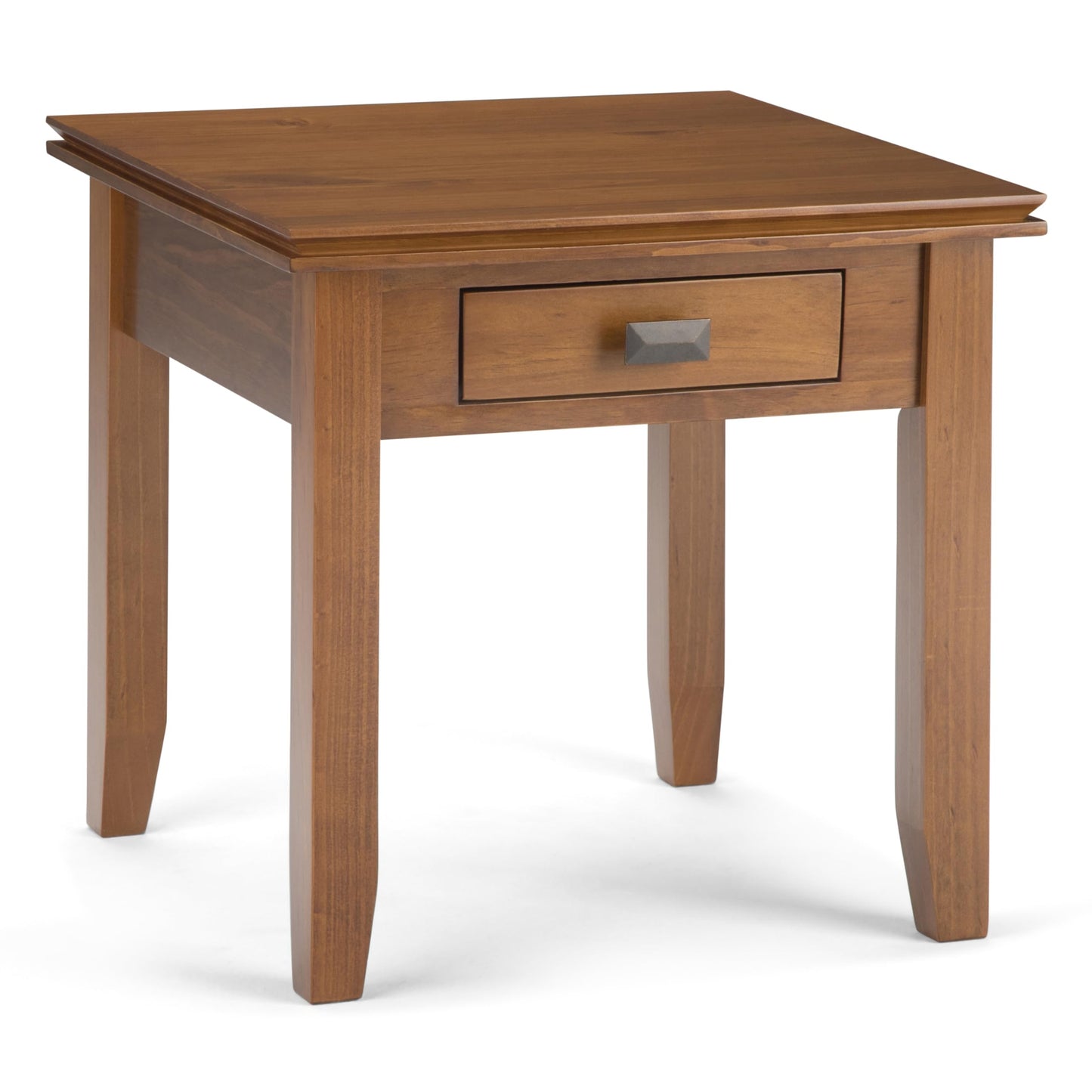 SIMPLIHOME Artisan End Table - 21 inch Wide Solid Wood Square Side Table with Drawer in Honey Brown, Transitional Nightstand or Lamp Stand for Living Room, Bedroom, or Entryway with Tapered Legs