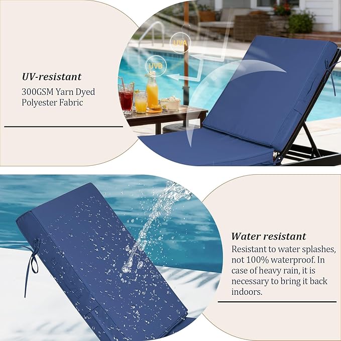 80x26x4in Lounge Cushions for Outdoor Furniture, Outdoor Lounge Chair Cushions