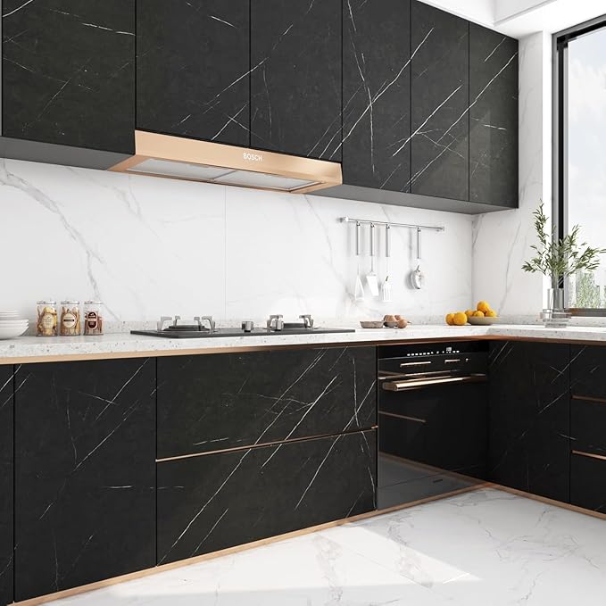 FunStick 36"x200" Black Marble Contact Paper Peel and Stick Countertop Paper