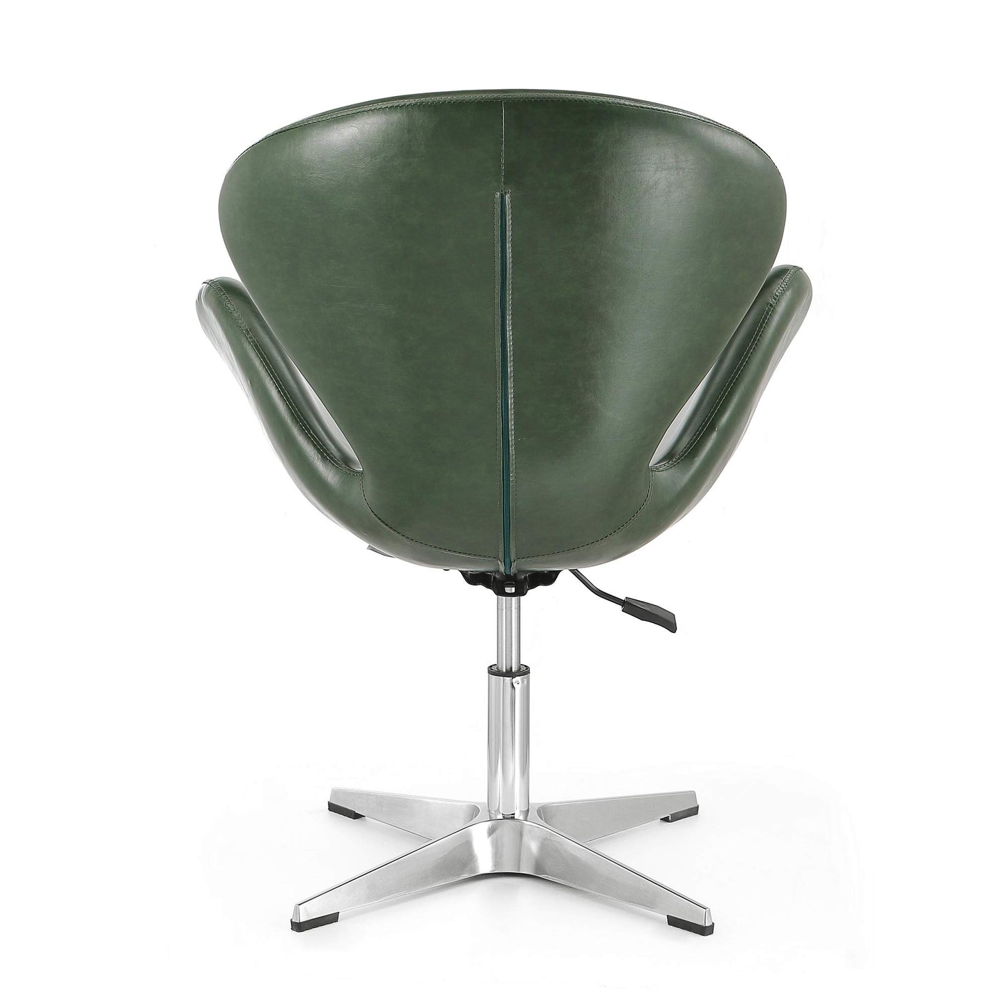 Manhattan Comfort Raspberry Adjustable Swivel Accent Chair Set of 2 with 360° Turn, Polished Chrome Base, Modern Retro Design, Ideal for Living Room and Home Office, Forest Green Faux Leather