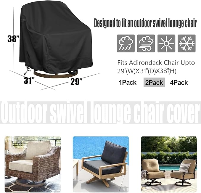 Outdoor Swivel Lounge Chair Cover, Fits to Lawn Patio Chairs, 420D