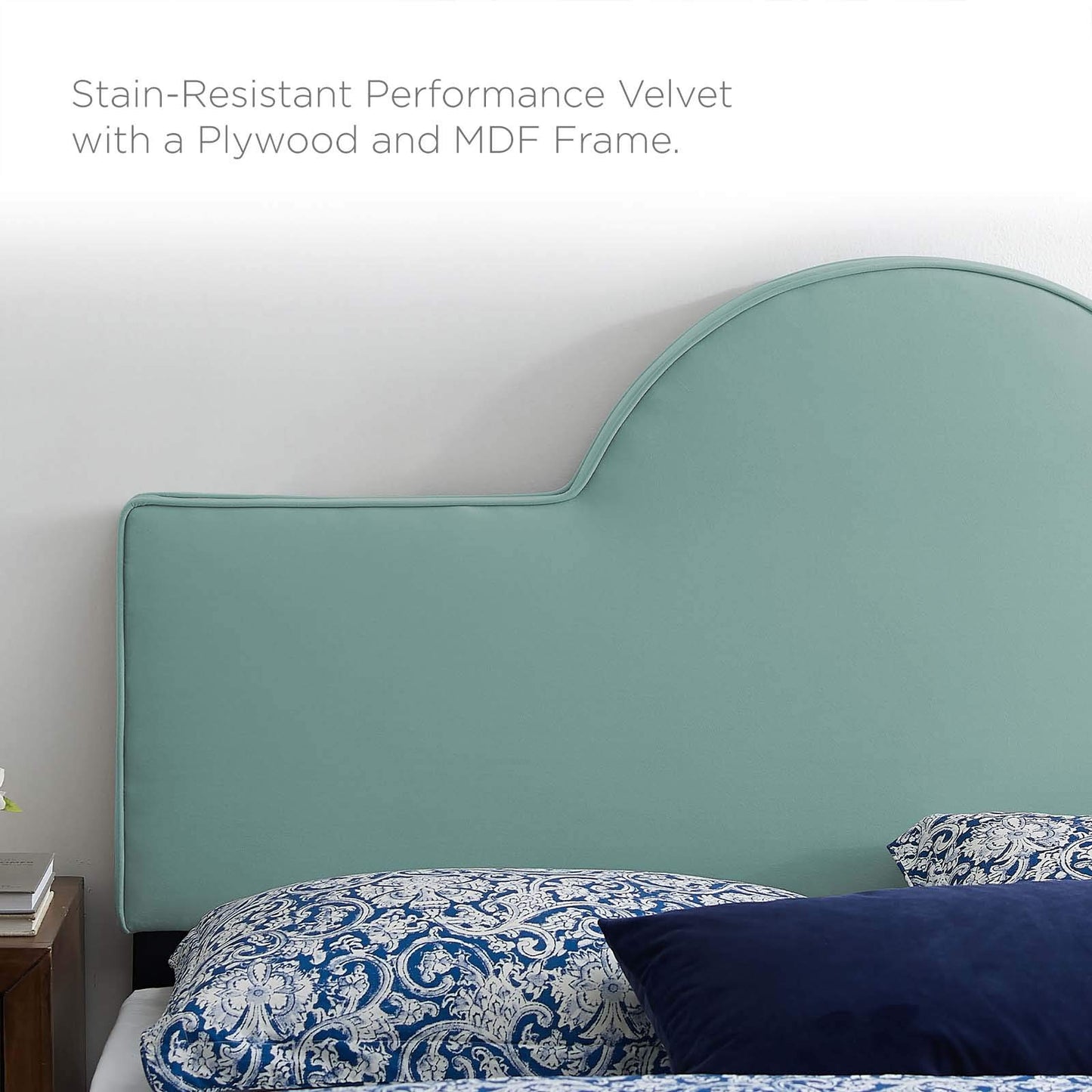 Modway MOD-6302-MIN Dawn Twin Performance Velvet Headboard, Mint