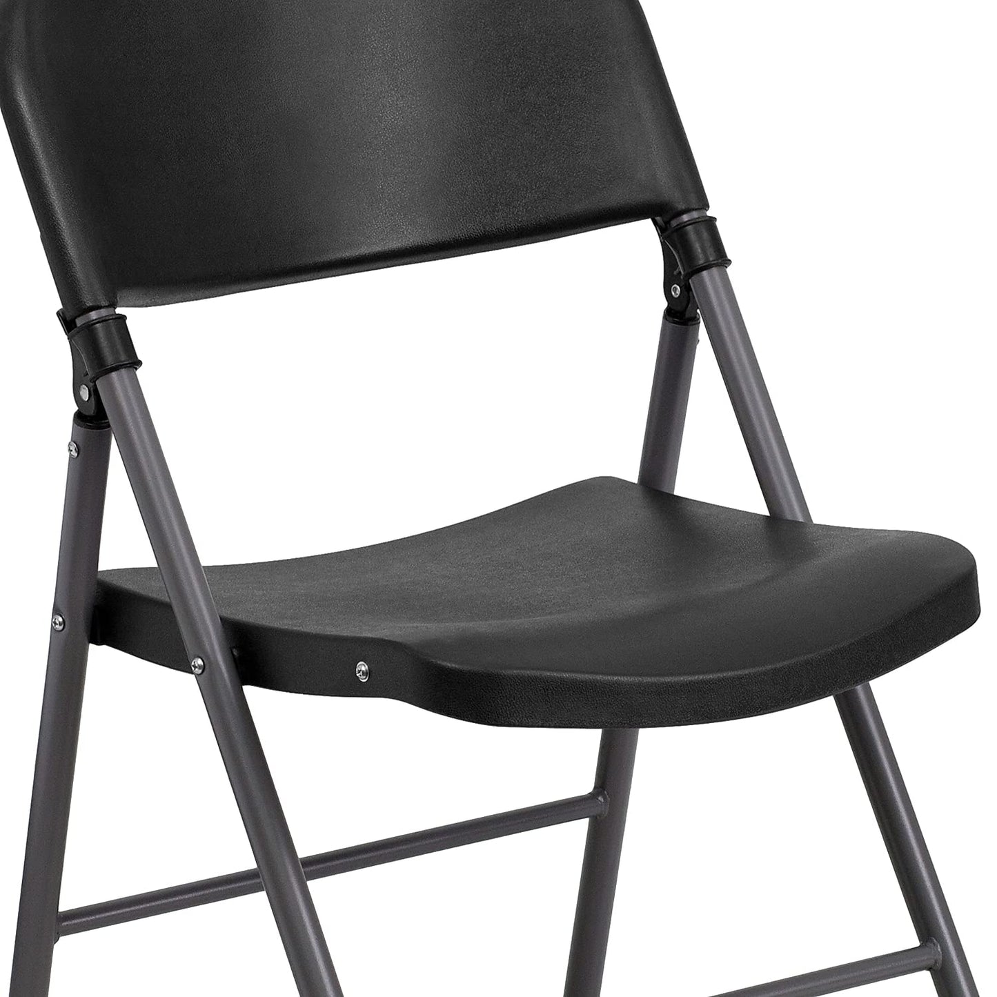Flash Furniture 6 Pack HERCULES Series 330 lb. Capacity Black Plastic Folding Chair with Charcoal Frame