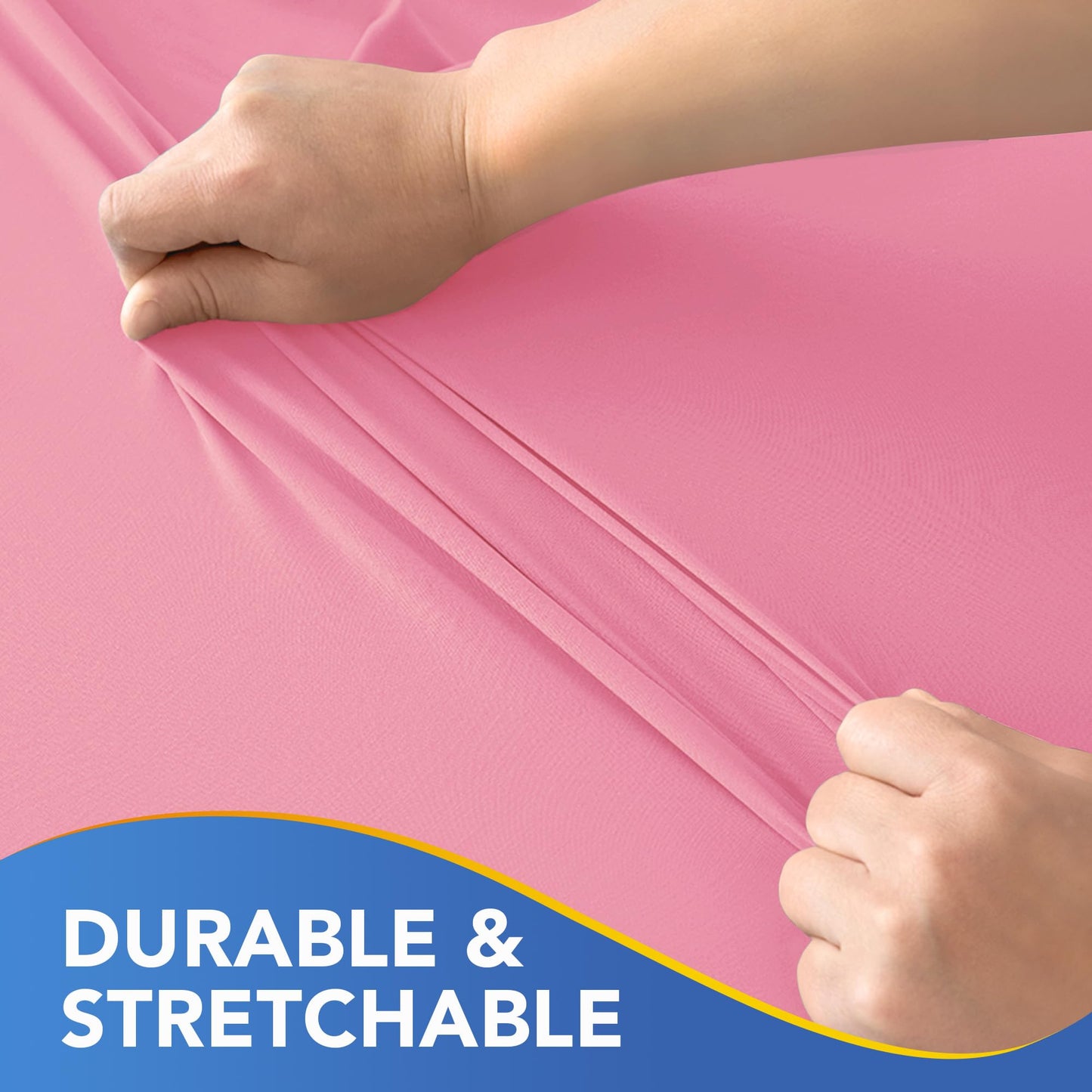 Enjoyidea Square Fitted Tablecloth 34x34 Inch-2 Pack Pink Elastic Spandex Table Cover-Small Stretch Card Folding Table Cloths Topper Cap for Kitchen Dining Picnic Patio Outdoor Party Tables