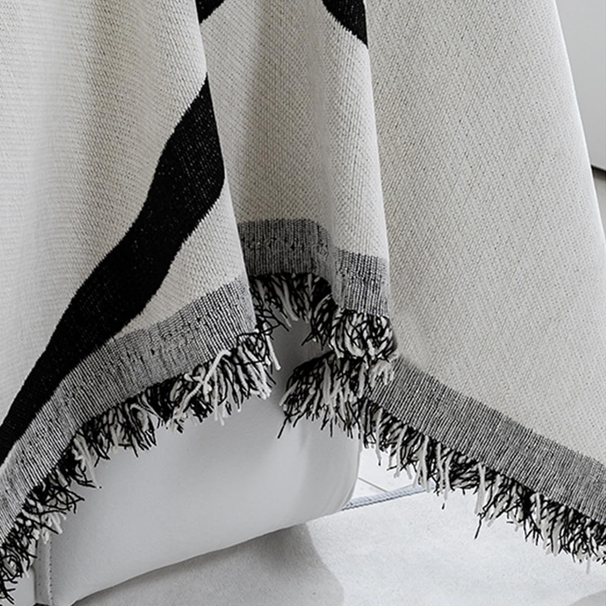 ERICSF Black and White Double-Sided can Cover Chenille Sofa Towel Full Covers Cloth Four Seasons Universal Models Straight Row a Piece of Non-Slip Sets Cover (71 * 71 inch)