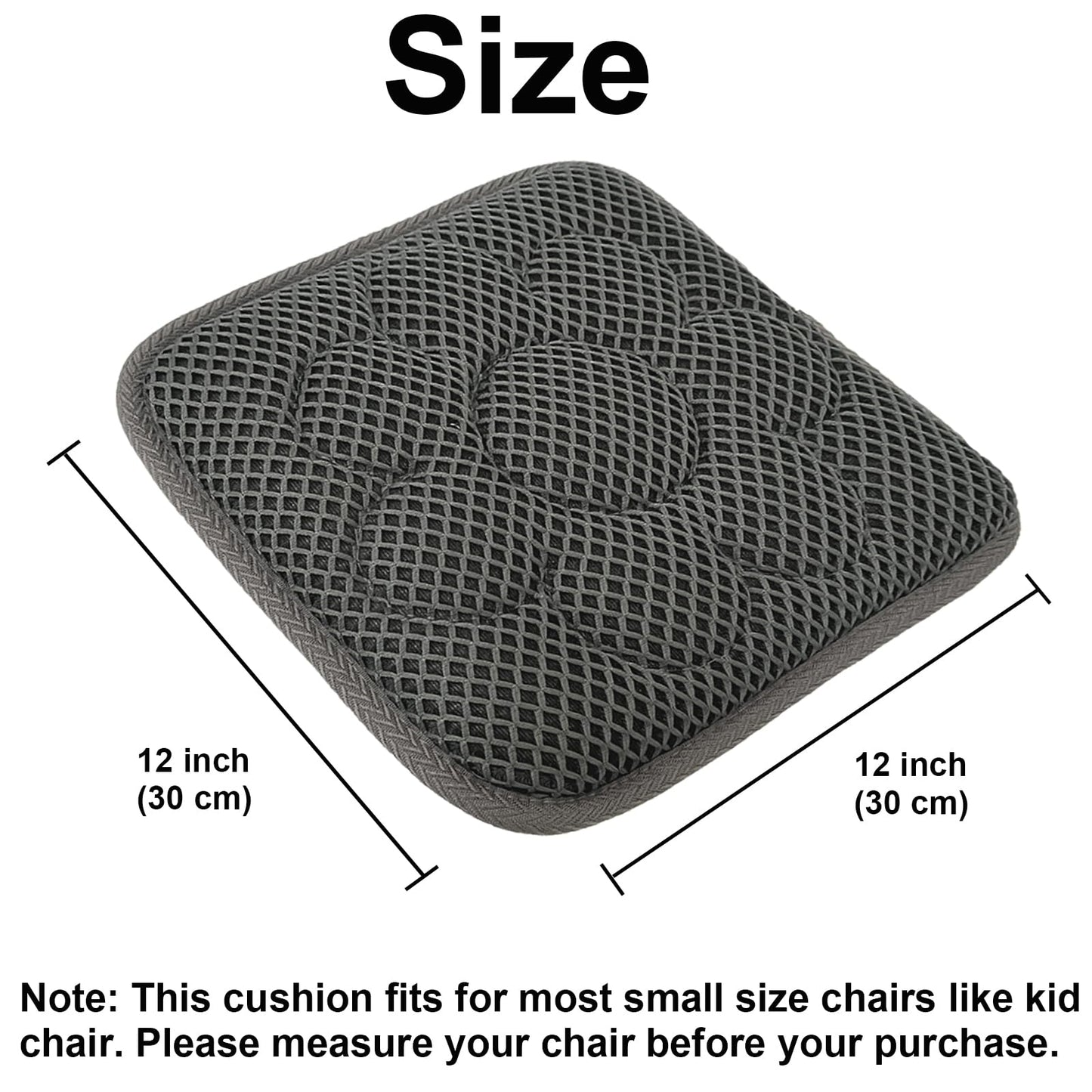 Esme L&H 12 Inch Kids Chair Pads with Ties Breathable 3D Air Mesh Chair Cushion Square Seat Cushion for Kids Chair/School Chair/Wood Chairs