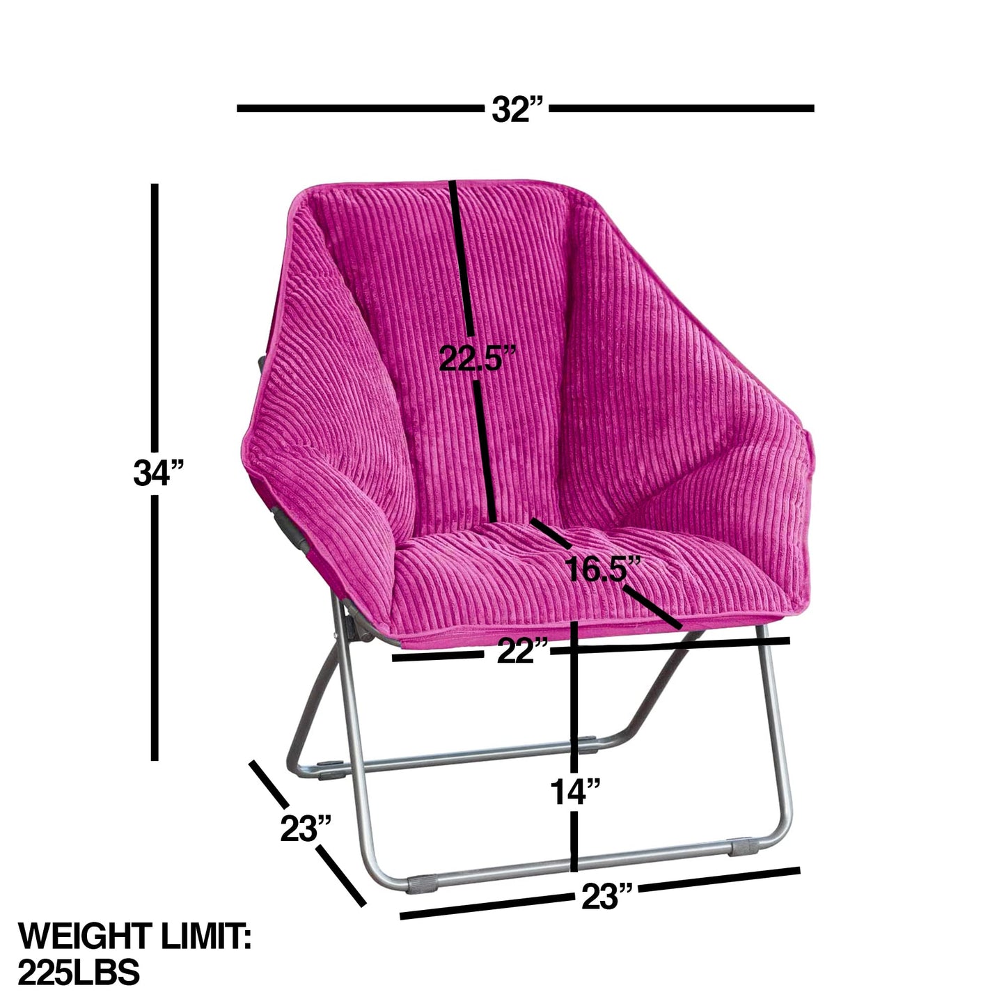 Zenithen Limited Indoor Foldable Plush Seat Hexagon Folding Portable Dish Chair, for Bedrooms, Living Rooms, Dorm Rooms and Game Rooms, Plum Corduroy (Pack of 1)