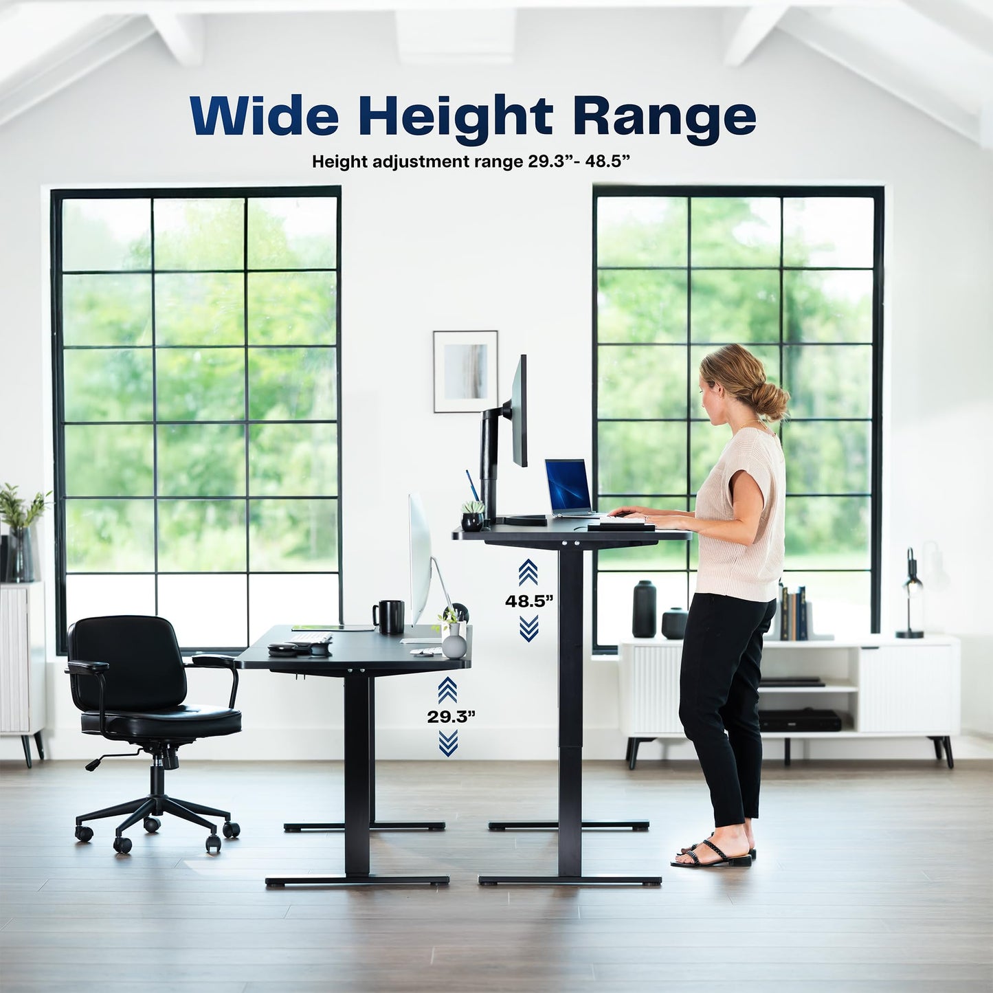 VIVO Electric 60 x 24 in Standing Desk, Memory Height Adjustment, 1B Series, Holds 220 lbs, One-Piece Black Top, Gray Frame, DESK-KIT-1G6B