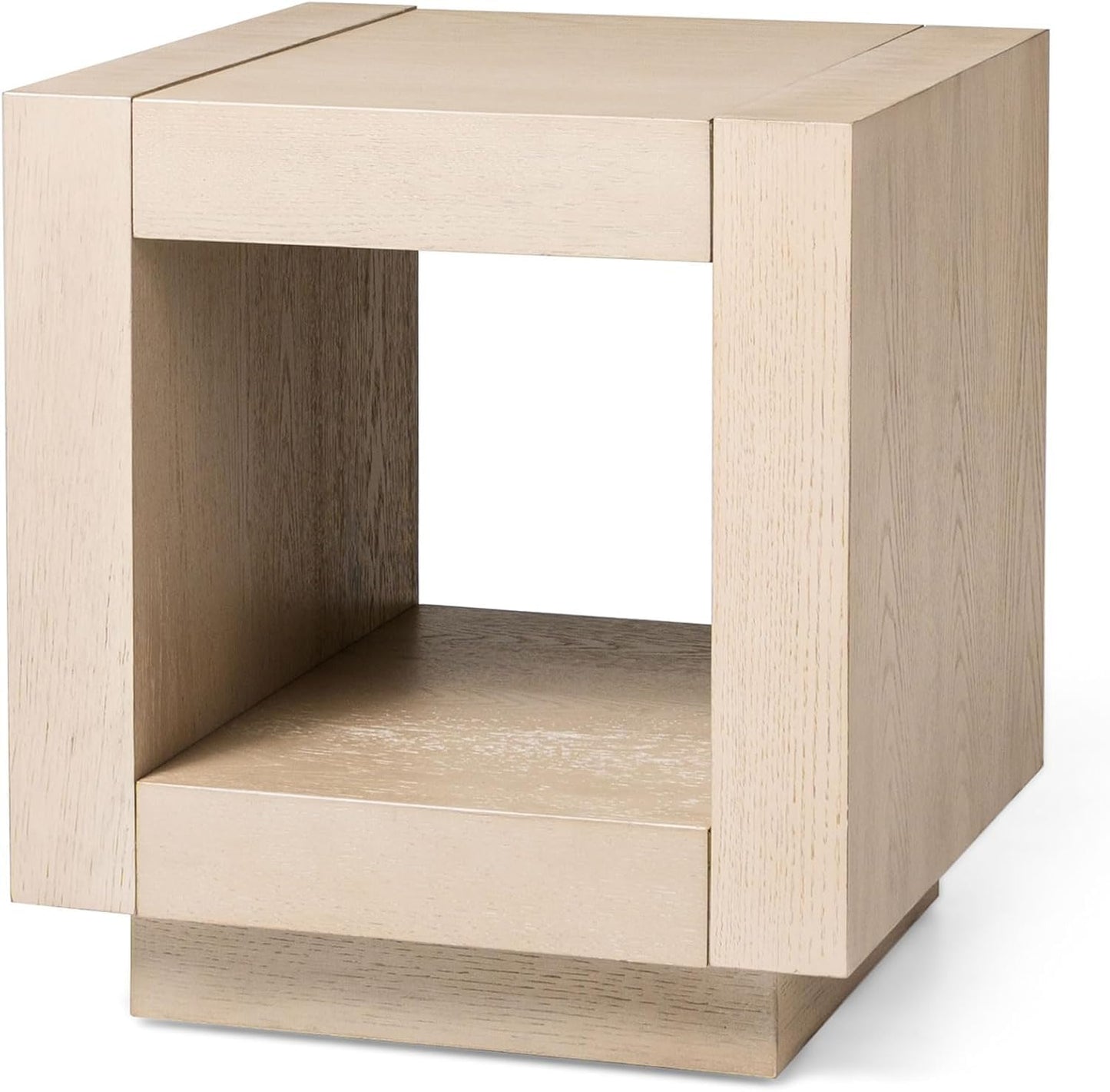 Maven Lane Artemis Side Table – 22 Inch Square Table with Storage – White Solid Wood – Ideal for Living Room and Bedroom