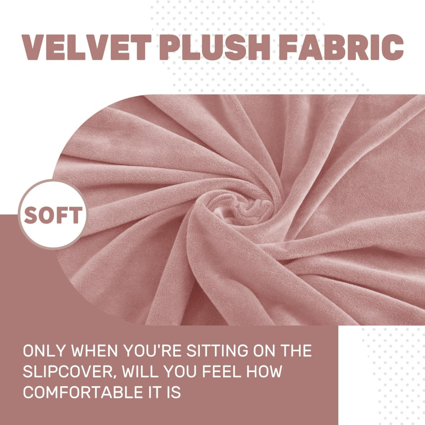 MAXIJIN Velvet Stretch Cushion Cover Fitted Couch Cushion Slipcovers 1 Pack Arm Chair Seat Cushion Cover for Individual Cushion Sofa Chair with Elastic Bottom (Chair Cushion, Dusty Pink)