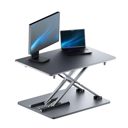 yoopin Standing Desk Converter, 25.16" × 15.75" Height Adjustable Laptop Stand for Desk, Sit Stand Monitor Stand, No Assembly Required for Home and Office Use (Black)