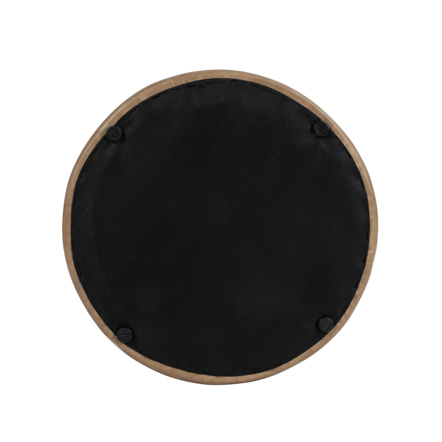 Spatial Order Faux Leather Organic ShapeOttoman (No Lid, Seat Only) | HomePop Home Décor | Round Pouf Foot Rest – Sand Faux Leather