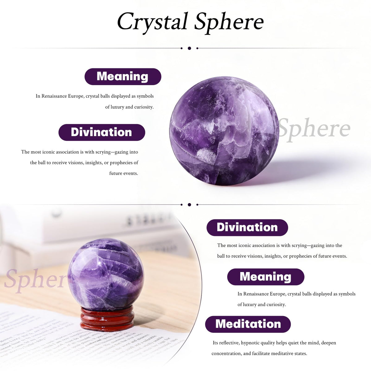 Rockcloud Natural Titanium Coated Druzy Agate Geode Colorful Flame Aura Ball Divination Sphere with Wood Stand