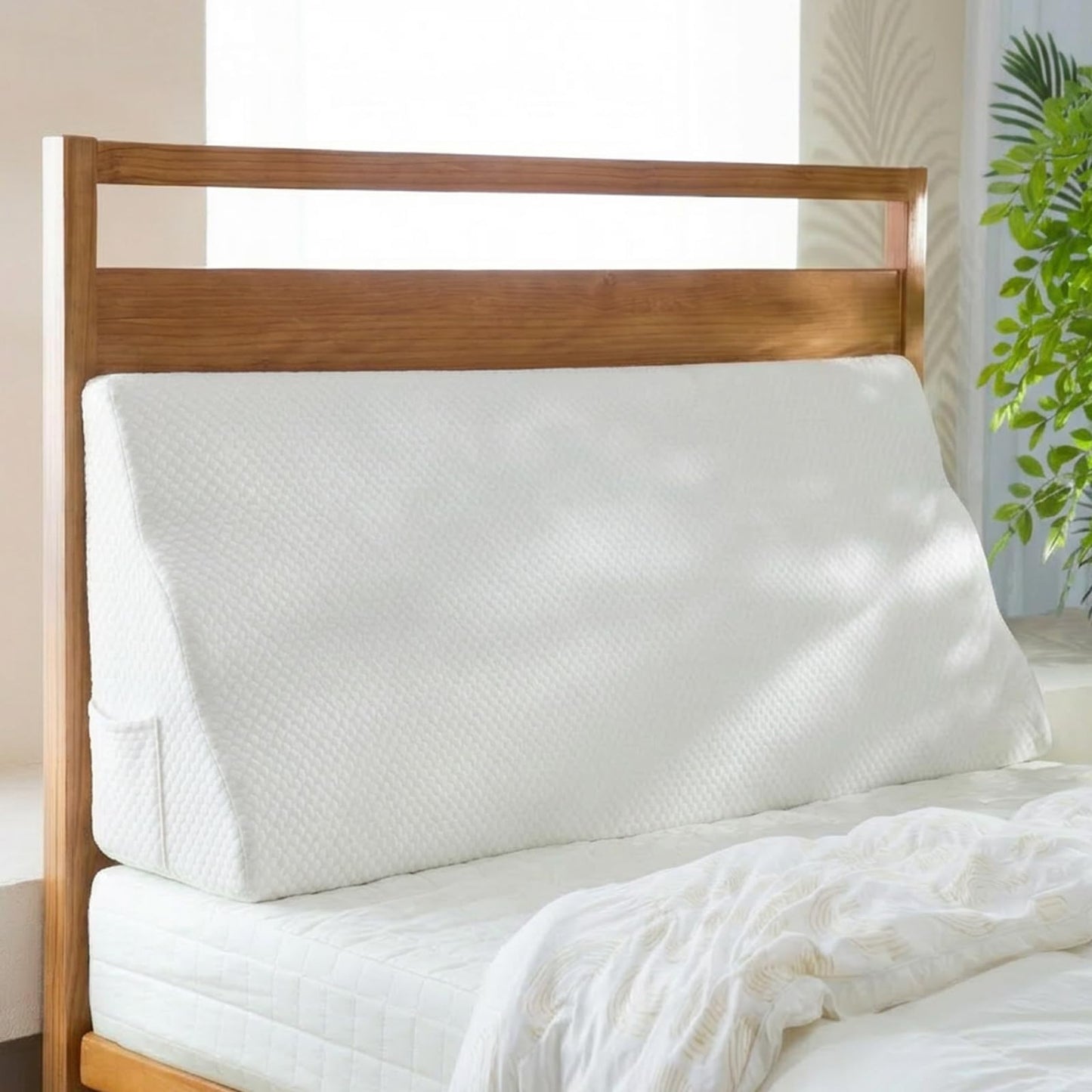 CHERRYARN King Size Headboard Wedge Pillow – Ergonomic Incline Foam Cushion for Back, Neck & Shoulder Support, High-Resilience Daybed Pillow with Washable Anti-Pilling Cover, White 76"x11.8"x19.68"