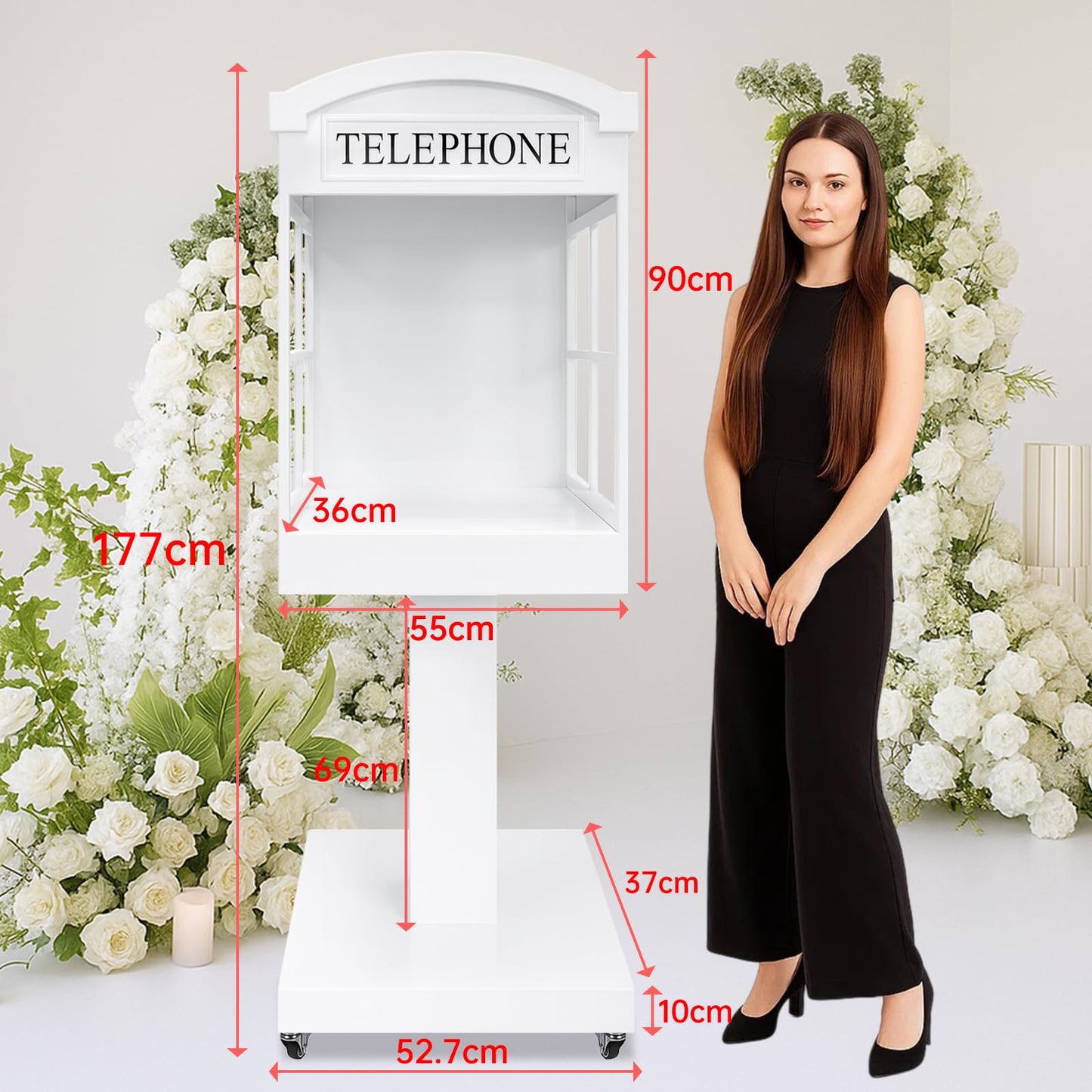 ZLPOWER Audio Guest Book Stand Phone Booth for Wedding Party Leave a Message Video Phone Wedding Decoration Telephone Booth Box Audio Guestbook Stand White Recording Table
