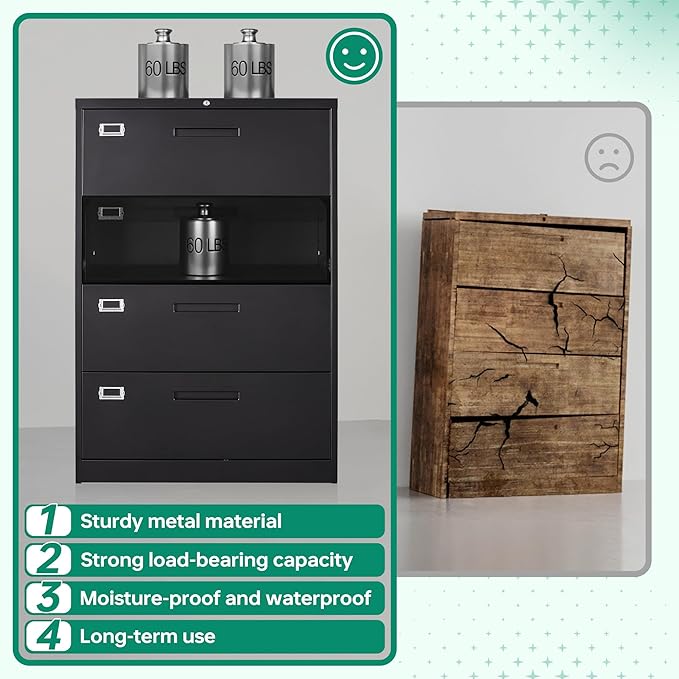 Letaya File Cabinets, 4 Drawer Metal Lateral Filing Organization Storage