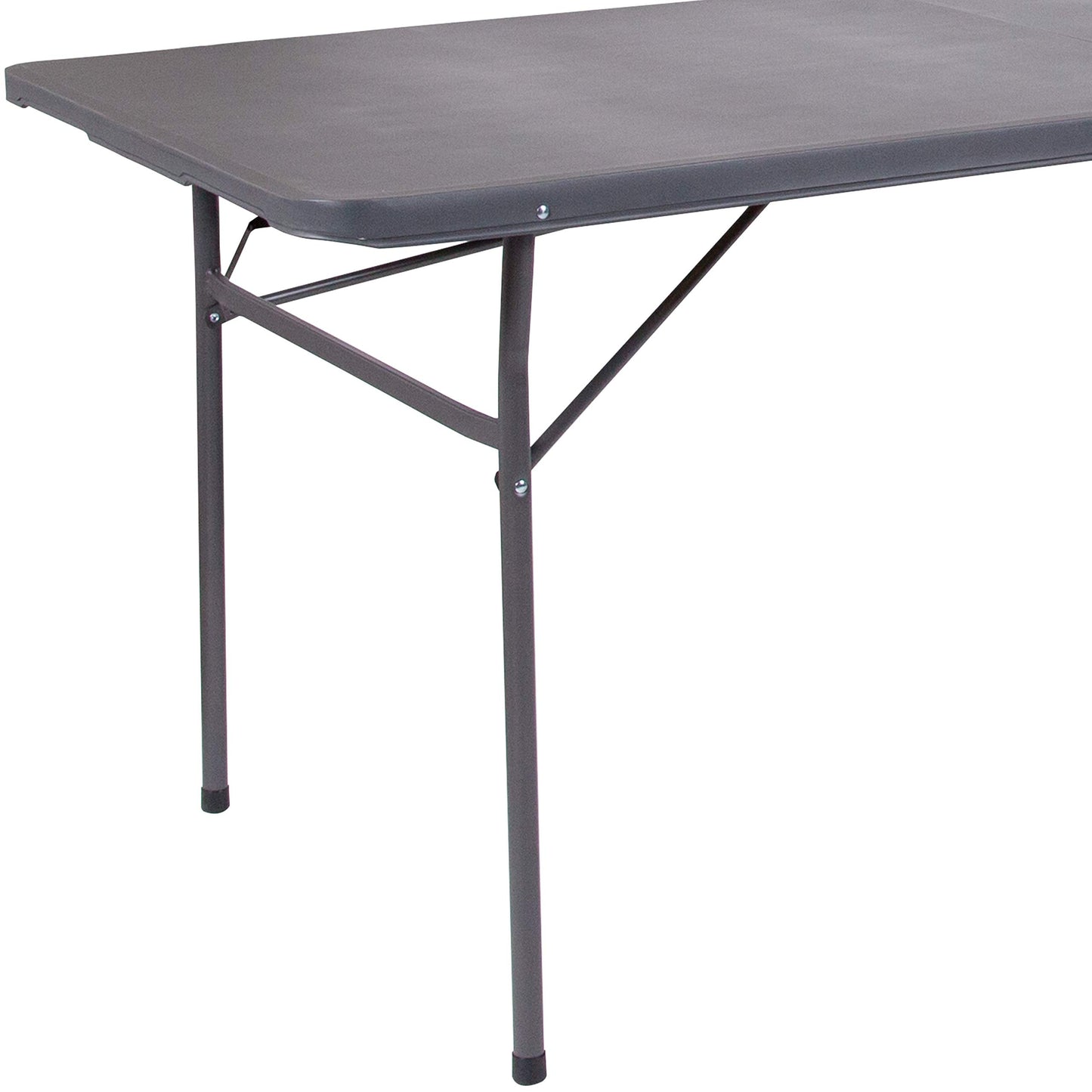 Flash Furniture 6' Rectangular Plastic Folding Event Table with Carrying Handle, Bi-Fold Portable Banquet Table for Indoor/Outdoor Events, Dark Gray