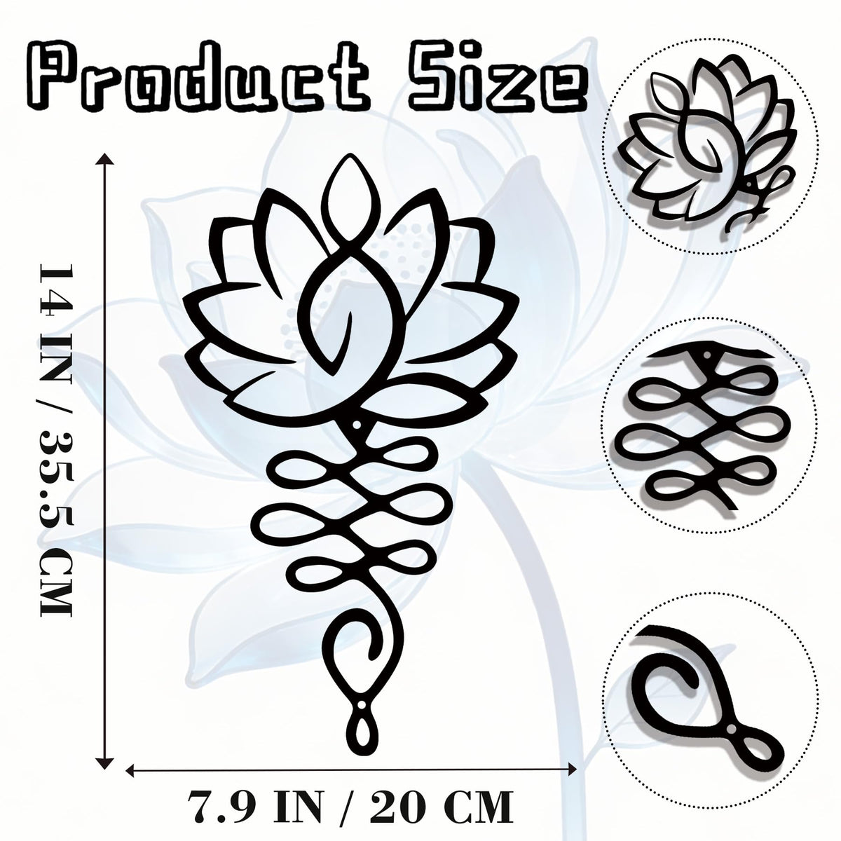 Zckjnoi Metal Wall Art Lotus Flower Yoga Room Decor, Black Metal Meditation Wall Arts Sculpture, Spiritual Mandala Wall Decor, Zen Buddhist Wall Decor for Living Room Bedroom Office