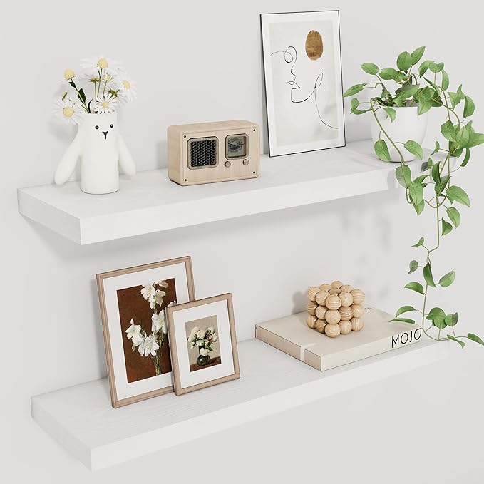 Fun Memories Floating Shelves for Wall, 22.5" Rustic Wood Deep Wall Mounted