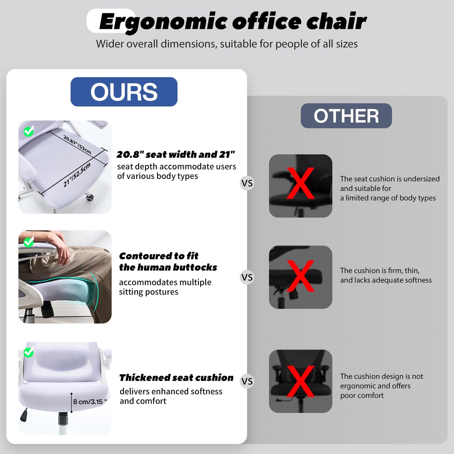 Fizzin Ergonomic Office Chair, 400 LBS Desk Chair with Adjustable Lumbar Support, High Back Breathable Mesh Computer Chair Rolling Work Swivel Task Chairs, Comfy Home Office Desk Chair (Lavender)