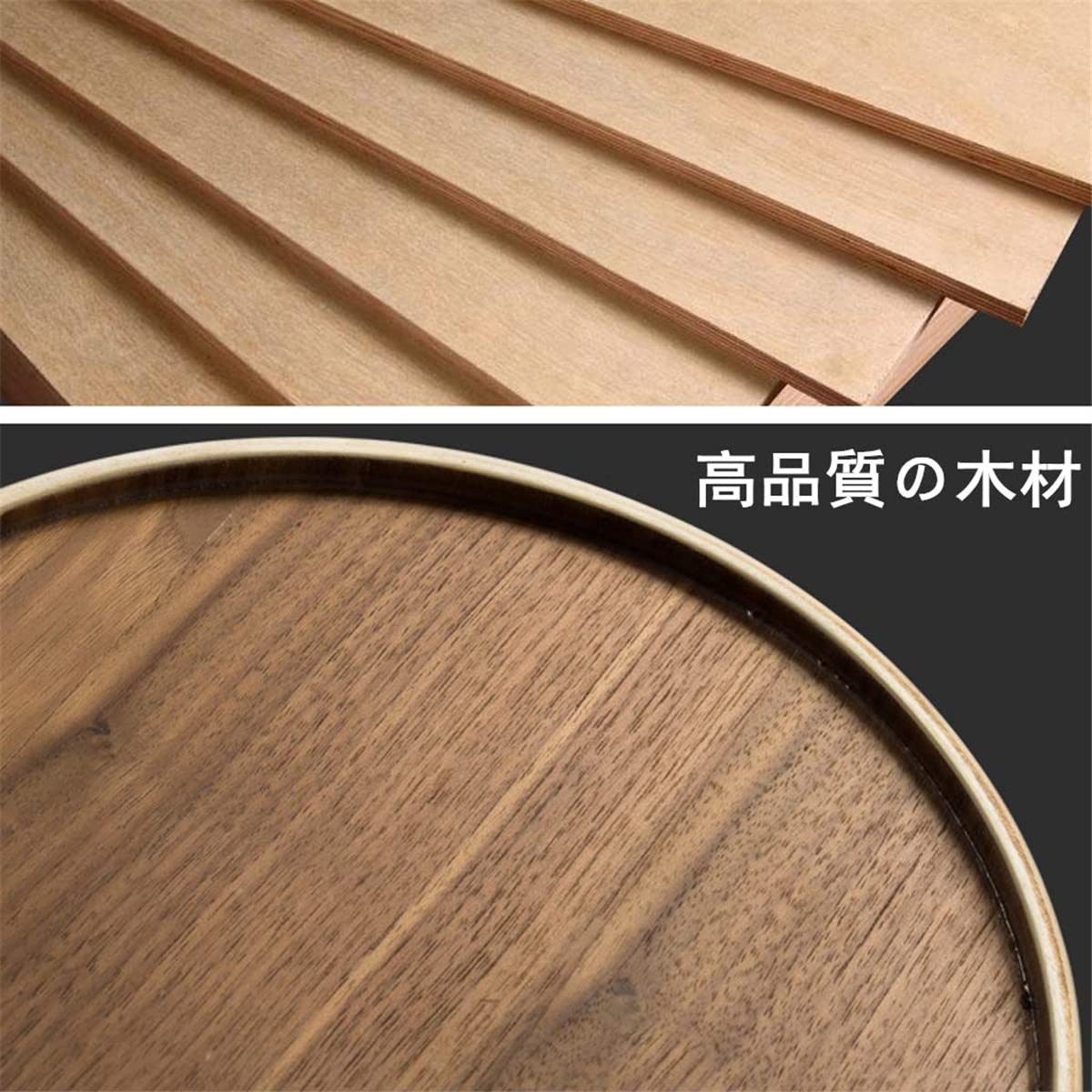 2.3 Gallons Wood Trash Can Wastebasket for Home or Office, Japanese-style natural wood Round Wastebasket, Lightweight, Sturdy for Under Desk, Kitchen, Bedroom, Den, Hotel, or Kids Room (Dark Wood-B)