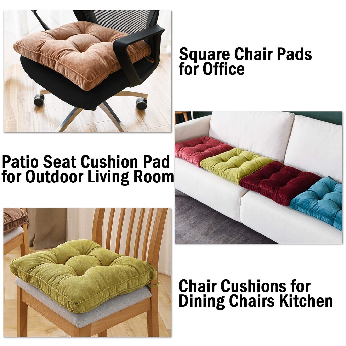 Tiita Chair Cushions 18x18 Inch, Square Seat Pad with Ties, Dining Chairs Cushion for Kitchen Set of 2, Grey