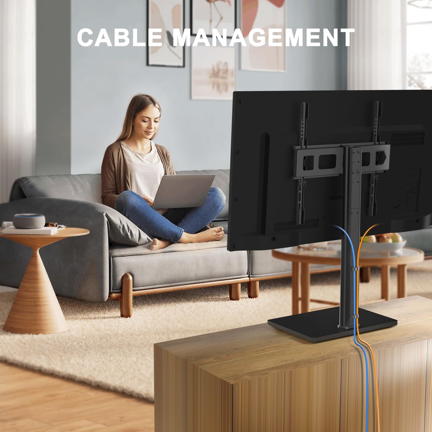 XINLEI Universal Swivel TV Stand Base Table Top TV Stand for 23-70 Inch TVs 70 Degree Swivel, 6 Height Adjustable Tall Monitor Mount Stand, Max VESA 400x400mm,Holds up to 88lbs TS206