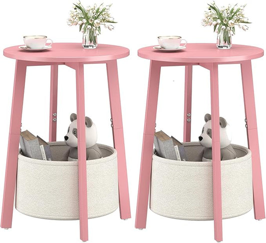 sthmec Small Round Side End Table Set of 2